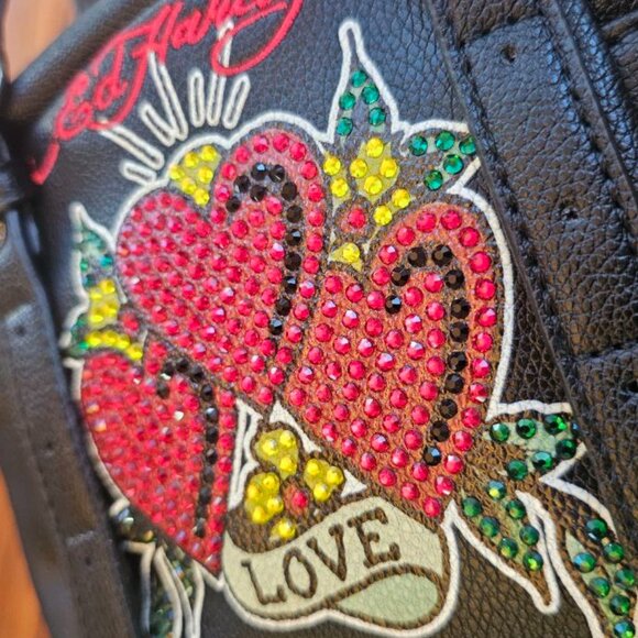 Ed Hardy Mini-Bag Heart Design with Rhinestones NWT - Picture 2 of 11